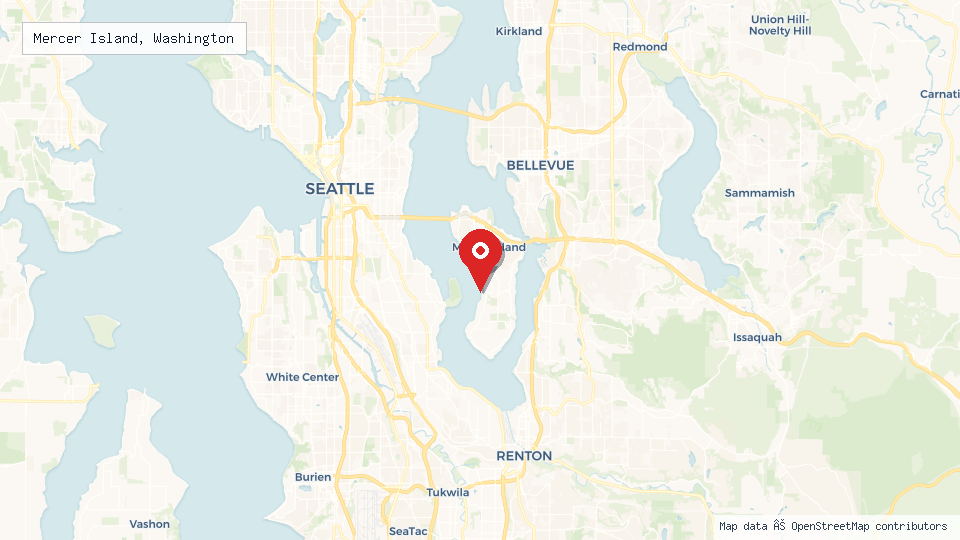 Street map of Mercer Island, Washington with location pin