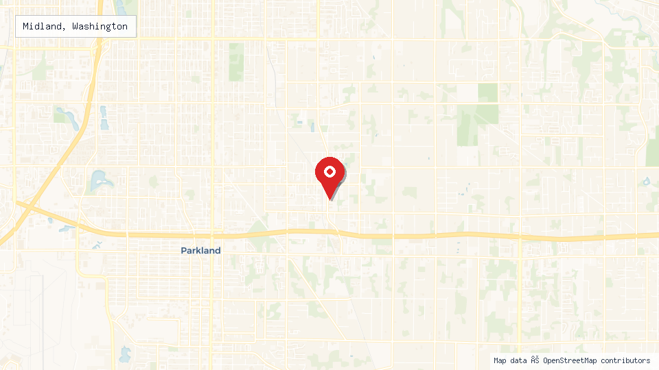Street map of Midland, Washington with location pin