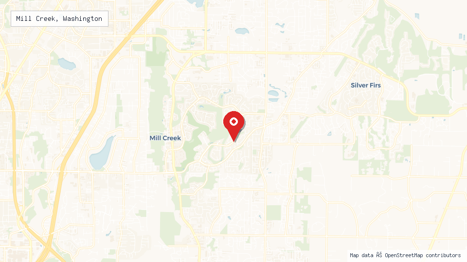 Street map of Mill Creek, Washington with location pin