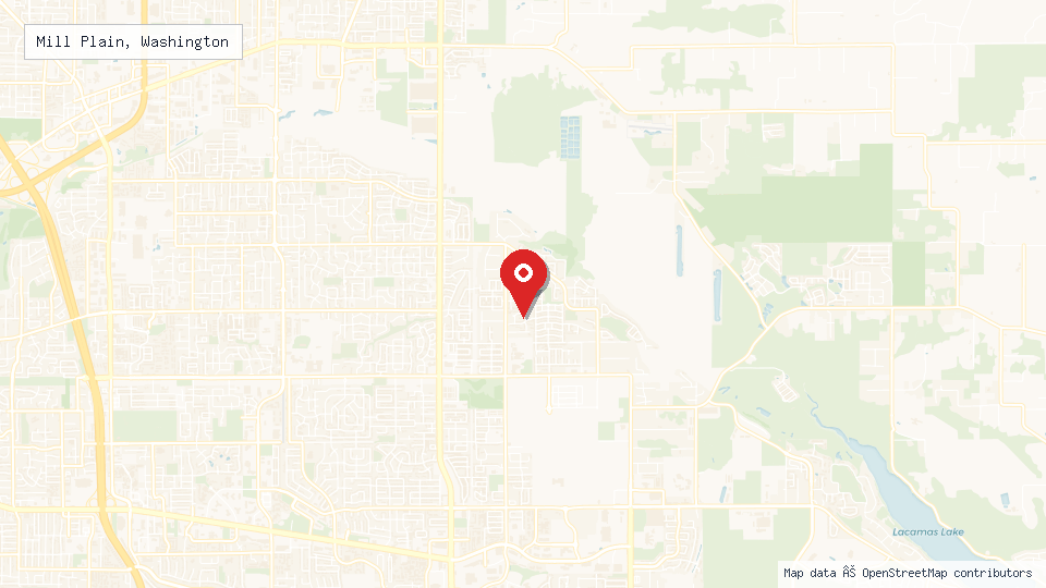 Street map of Mill Plain, Washington with location pin