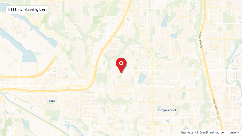 Street map of Milton, Washington with location pin