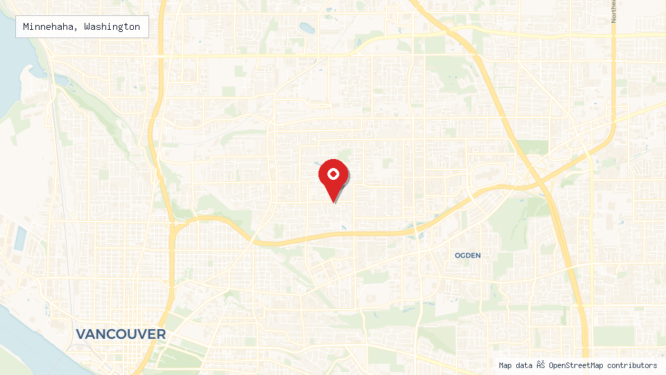 Street map of Minnehaha, Washington with location pin