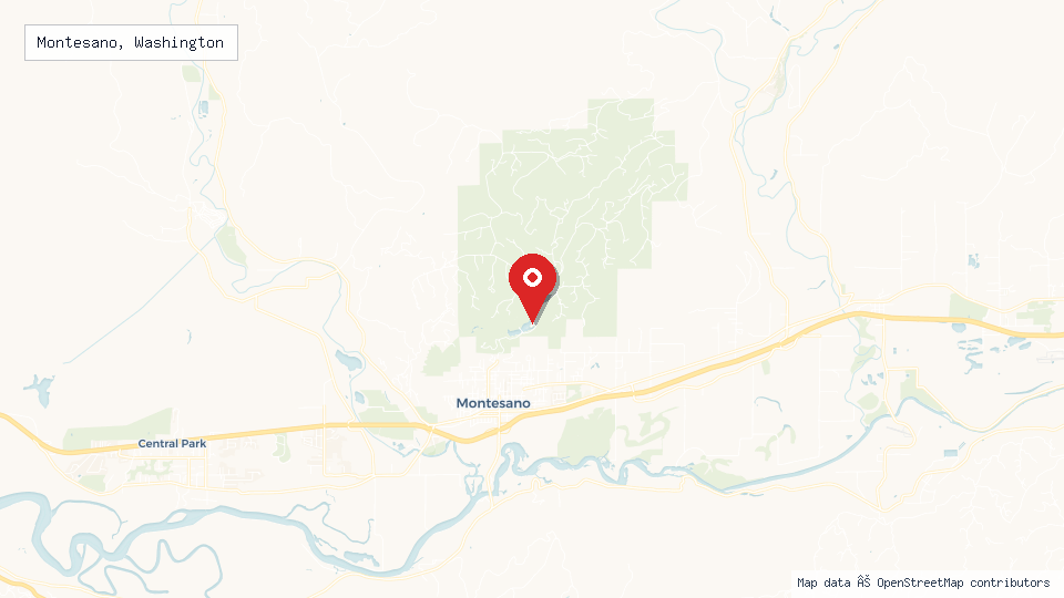 Street map of Montesano, Washington with location pin