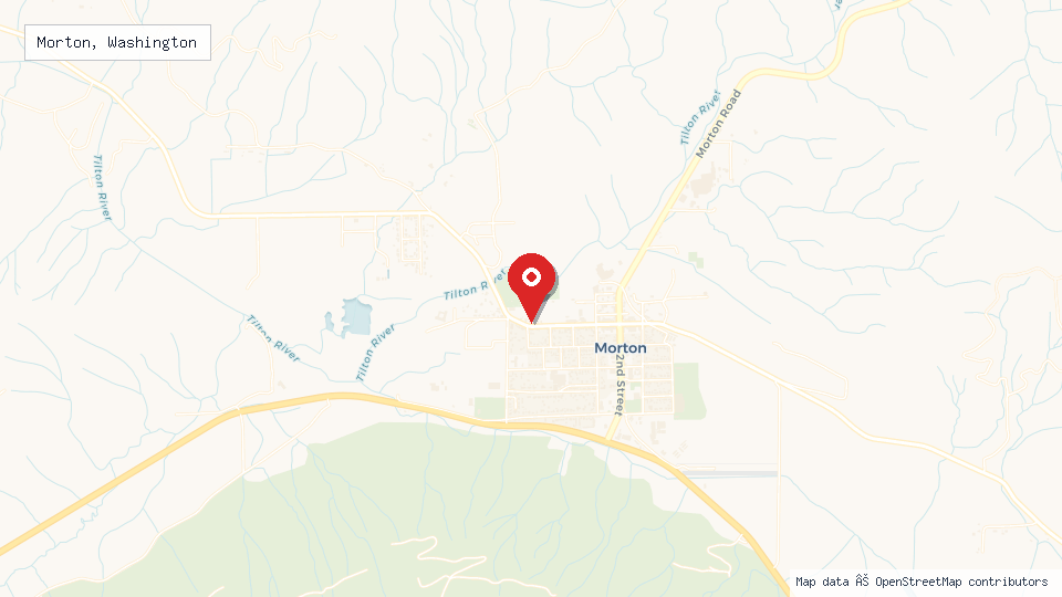 Street map of Morton, Washington with location pin