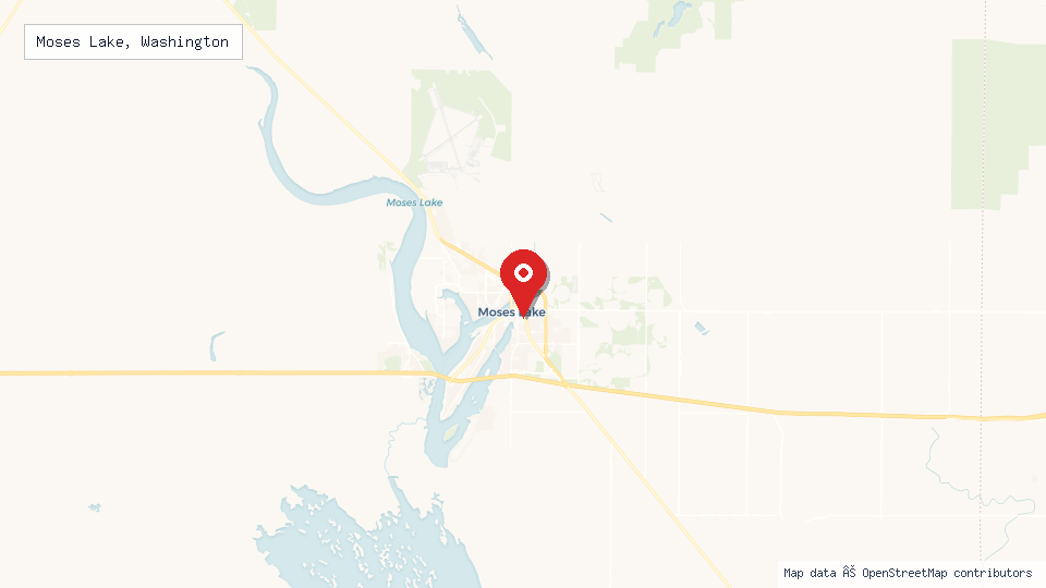 Street map of Moses Lake, Washington with location pin