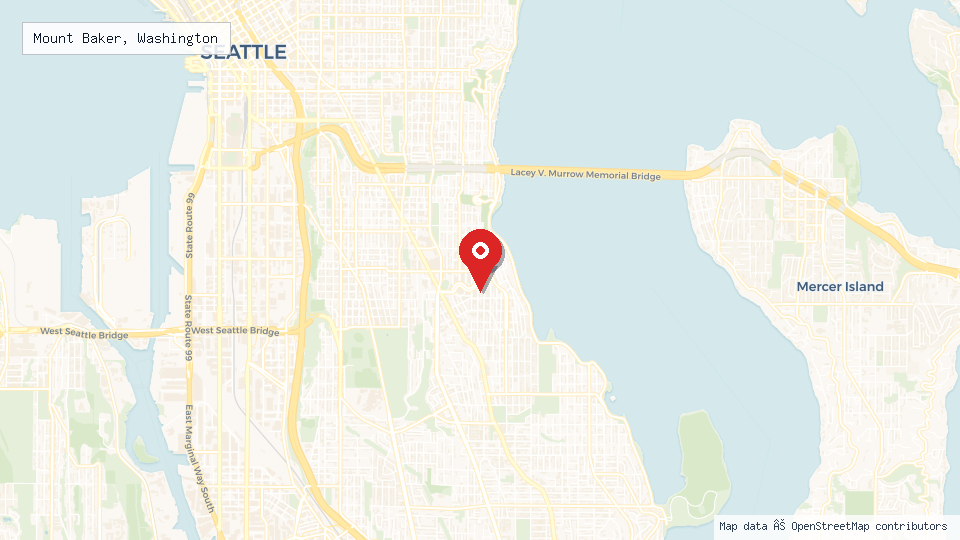 Street map of Mount Baker, Washington with location pin
