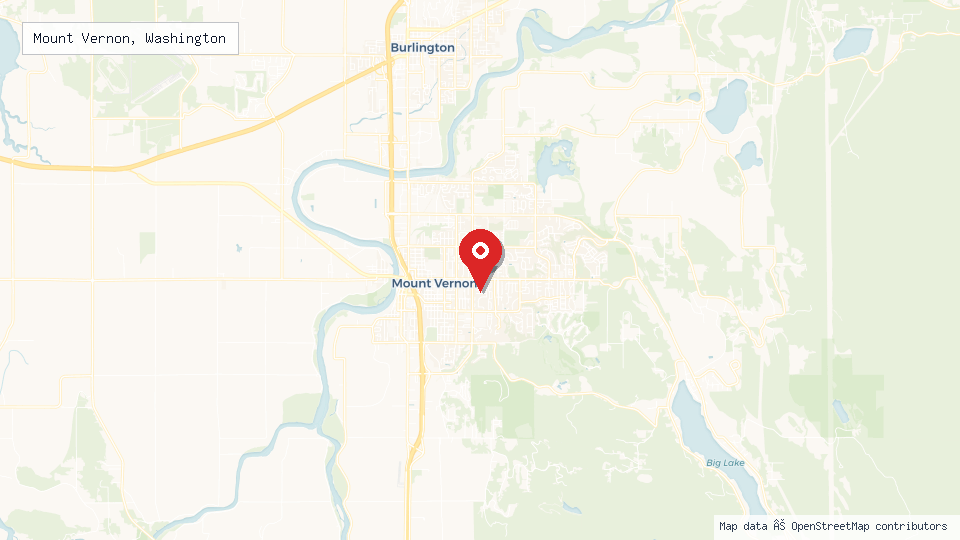 Street map of Mount Vernon, Washington with location pin