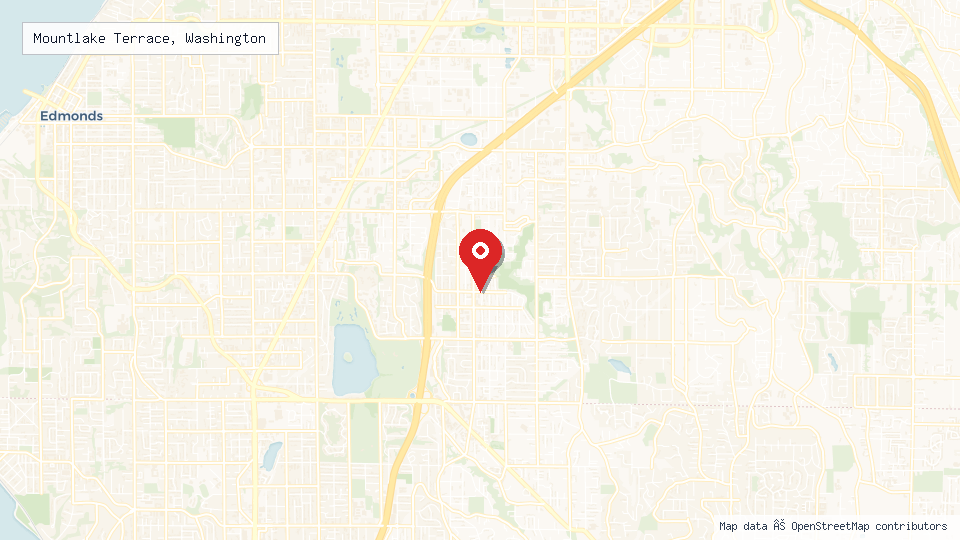 Street map of Mountlake Terrace, Washington with location pin