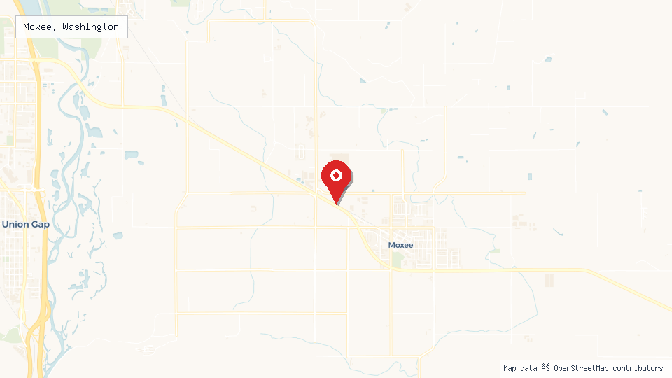 Street map of Moxee, Washington with location pin