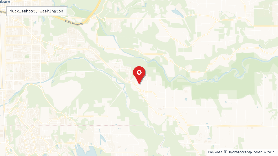 Street map of Muckleshoot, Washington with location pin