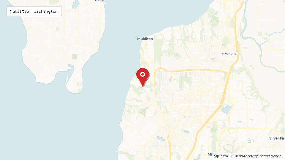 Street map of Mukilteo, Washington with location pin