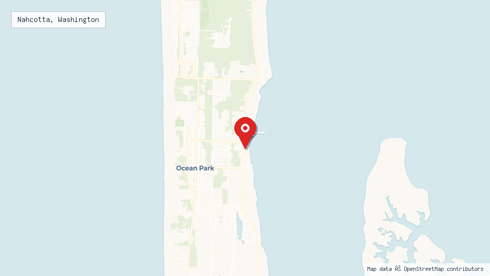 Street map of Nahcotta, Washington with location pin