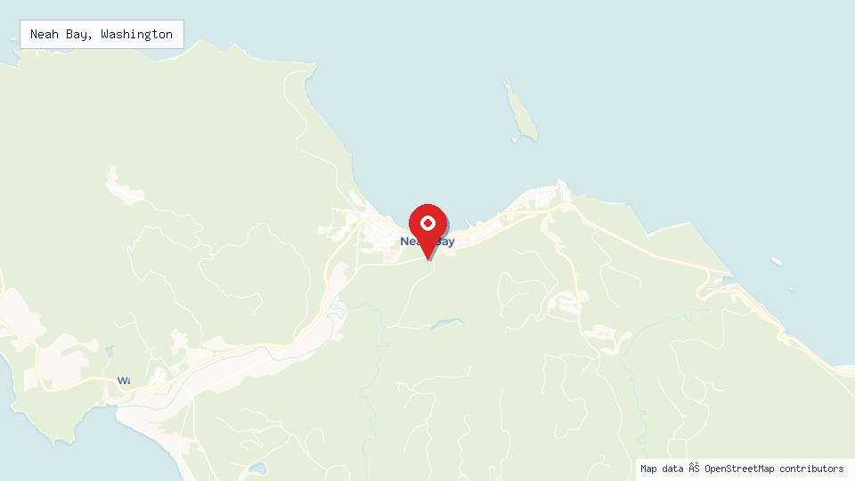 Street map of Neah Bay, Washington with location pin