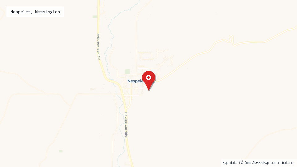 Street map of Nespelem, Washington with location pin
