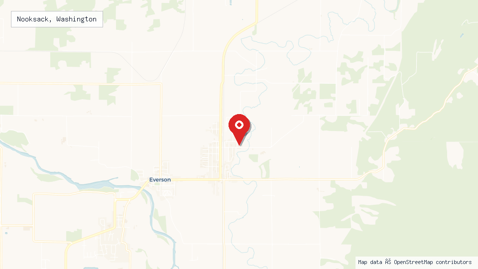Street map of Nooksack, Washington with location pin