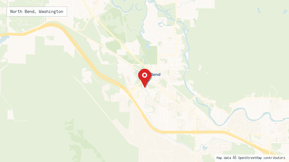 Street map of North Bend, Washington with location pin
