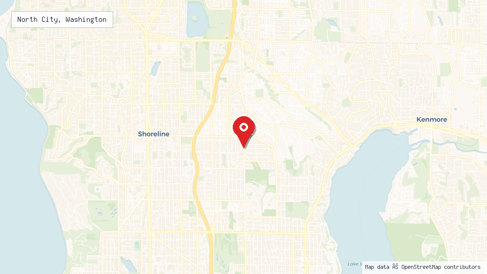 Street map of North City, Washington with location pin