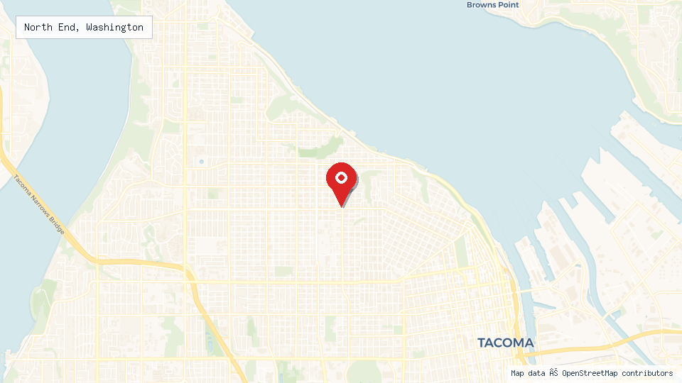 Street map of North End, Washington with location pin