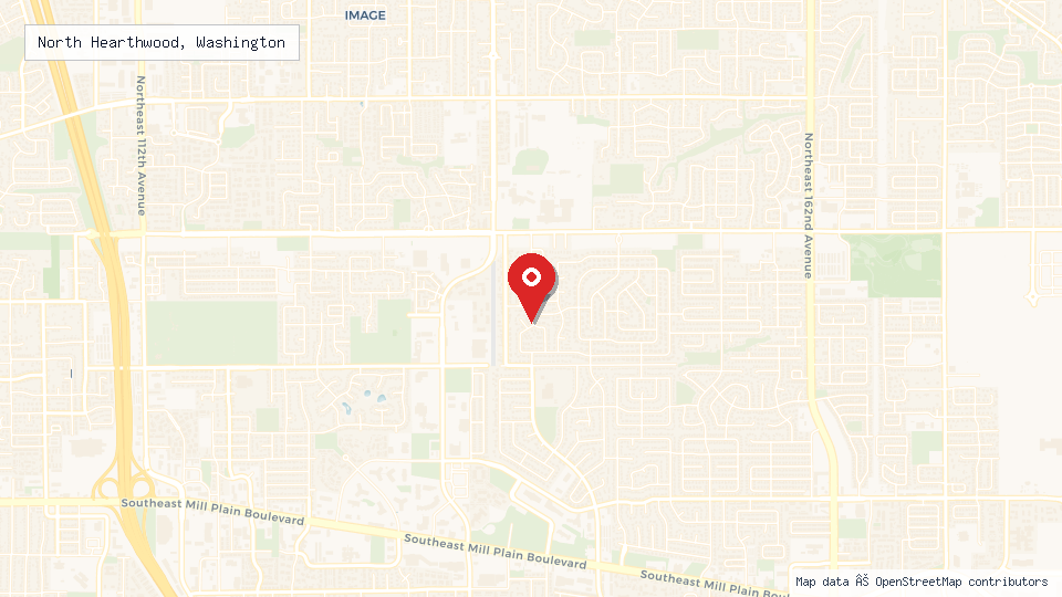 Street map of North Hearthwood, Washington with location pin