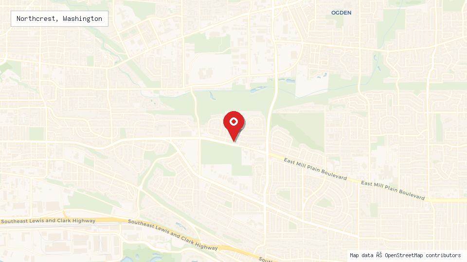 Street map of Northcrest, Washington with location pin
