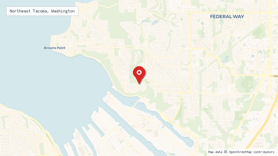 Street map of Northeast Tacoma, Washington with location pin