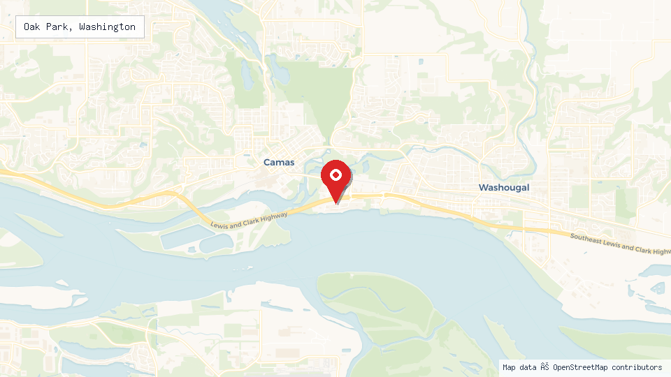 Street map of Oak Park, Washington with location pin