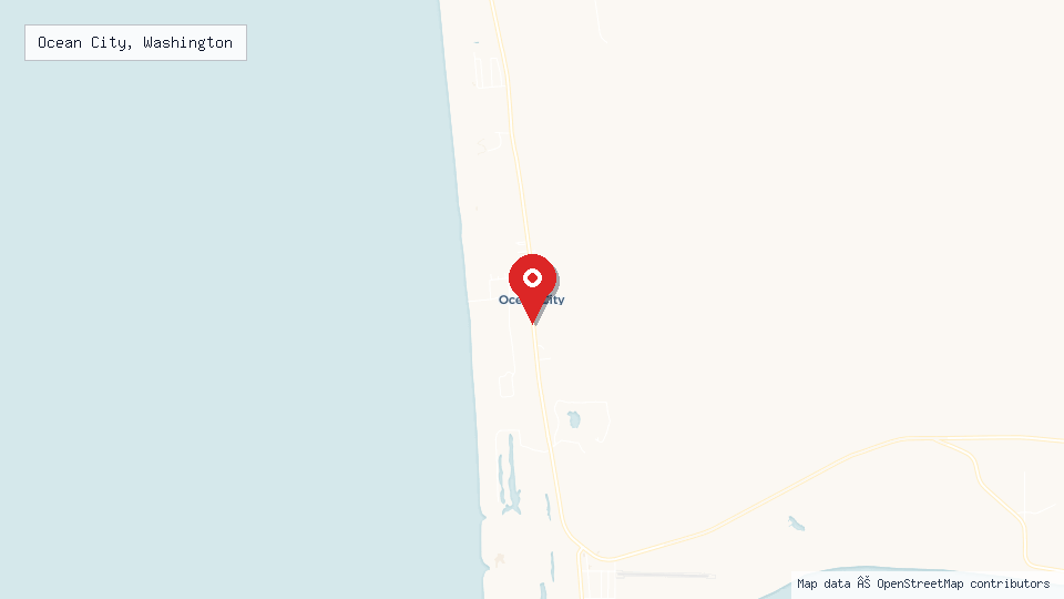 Street map of Ocean City, Washington with location pin