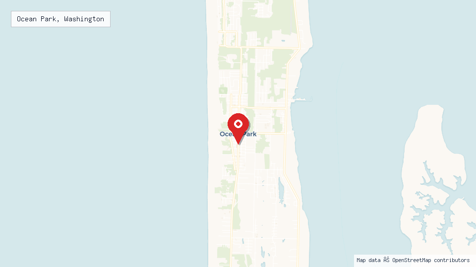 Street map of Ocean Park, Washington with location pin