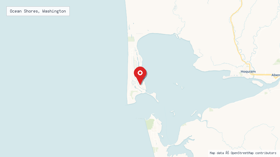 Street map of Ocean Shores, Washington with location pin