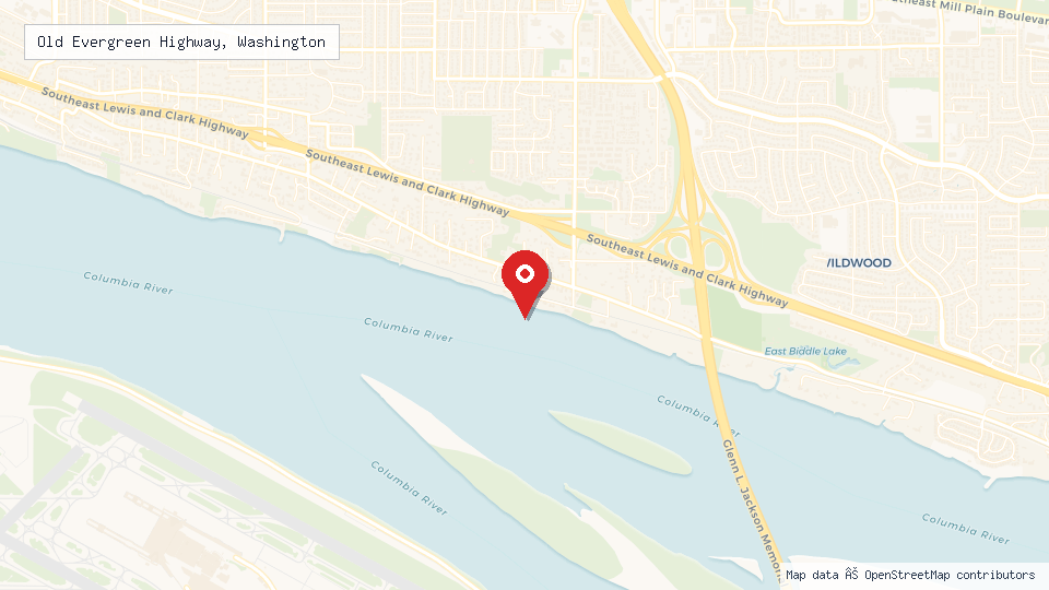 Street map of Old Evergreen Highway, Washington with location pin
