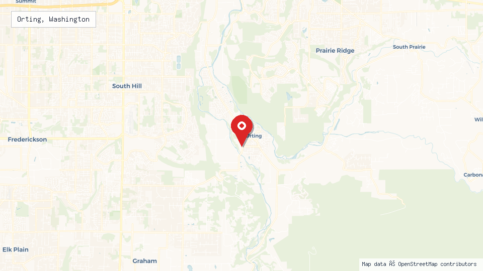 Street map of Orting, Washington with location pin