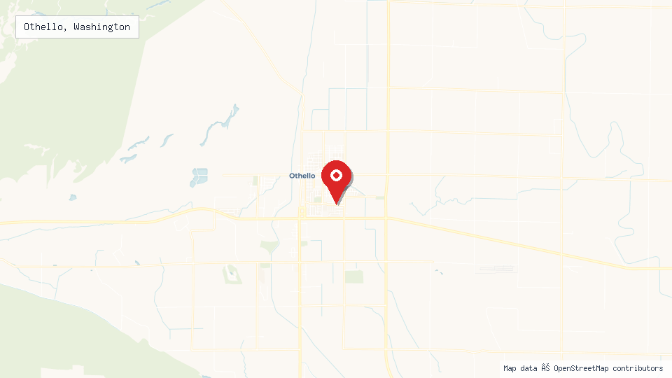 Street map of Othello, Washington with location pin