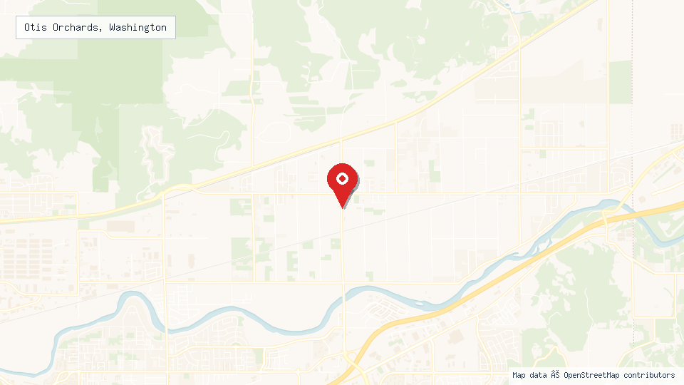 Street map of Otis Orchards, Washington with location pin