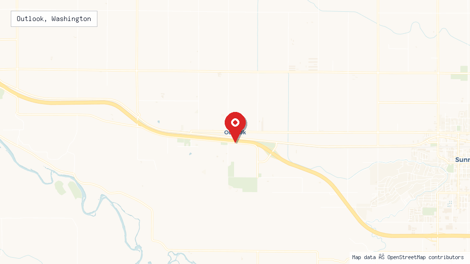Street map of Outlook, Washington with location pin