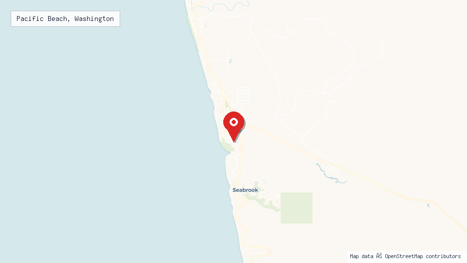 Street map of Pacific Beach, Washington with location pin