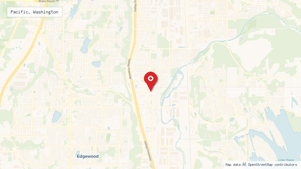 Street map of Pacific, Washington with location pin