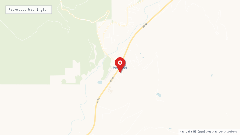 Street map of Packwood, Washington with location pin