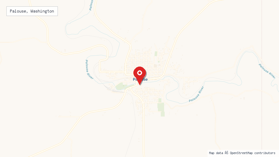 Street map of Palouse, Washington with location pin
