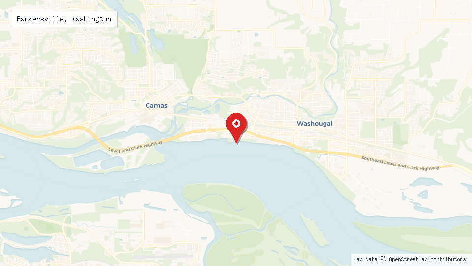 Street map of Parkersville, Washington with location pin