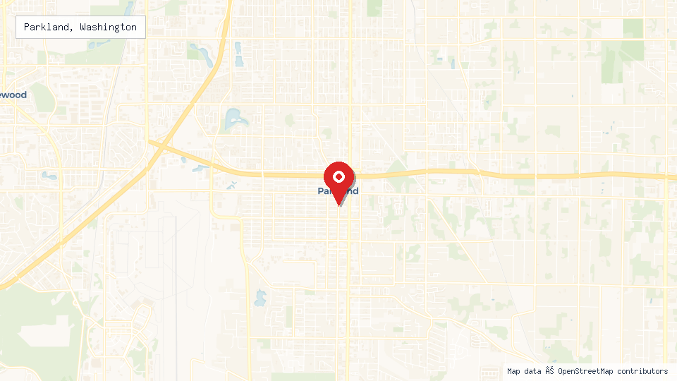 Street map of Parkland, Washington with location pin