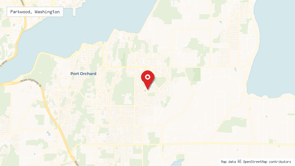 Street map of Parkwood, Washington with location pin
