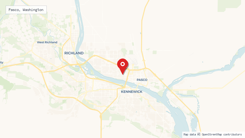 Street map of Pasco, Washington with location pin