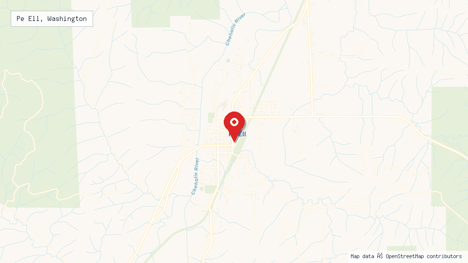 Street map of Pe Ell, Washington with location pin