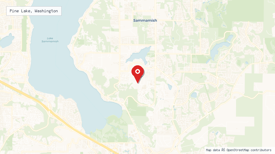Street map of Pine Lake, Washington with location pin