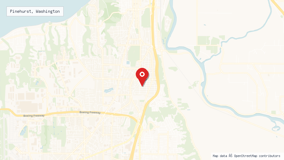 Street map of Pinehurst, Washington with location pin
