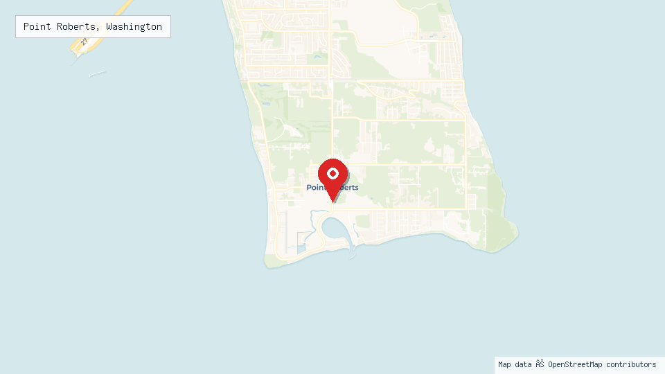 Street map of Point Roberts, Washington with location pin
