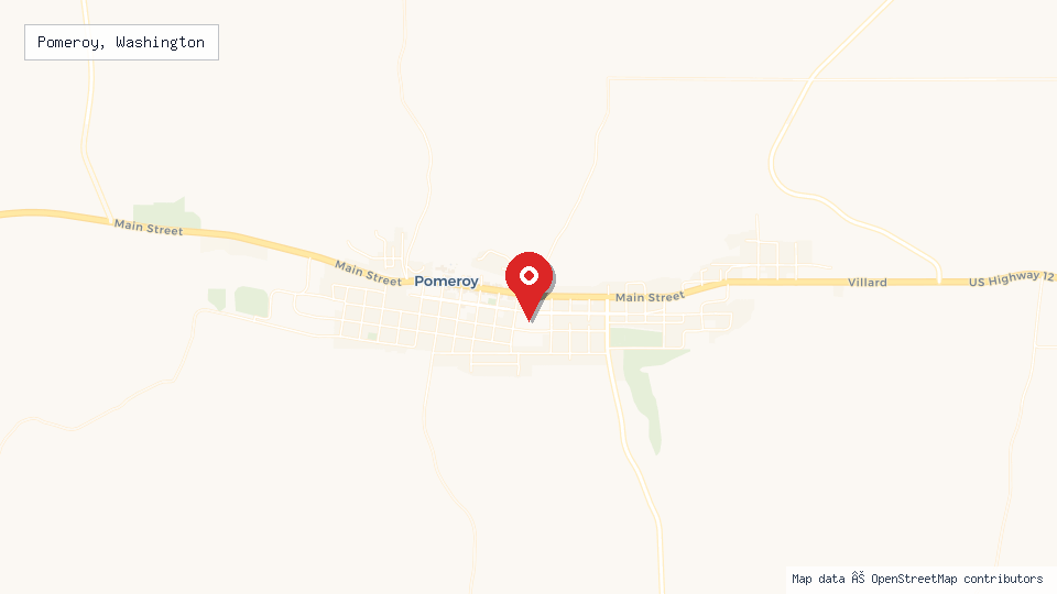 Street map of Pomeroy, Washington with location pin