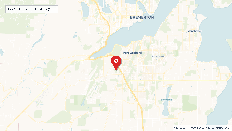 Street map of Port Orchard, Washington with location pin