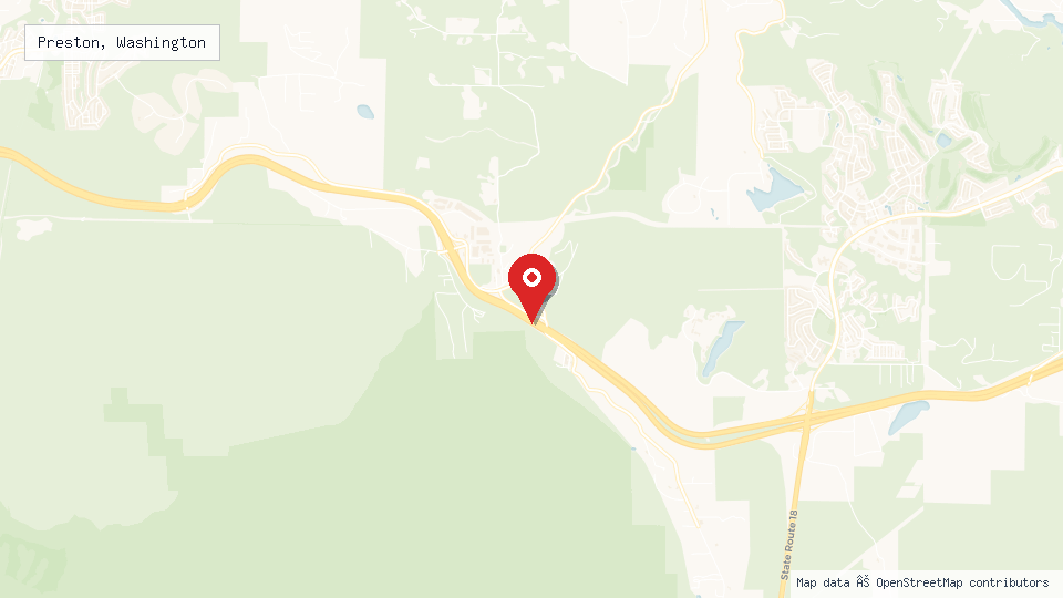 Street map of Preston, Washington with location pin