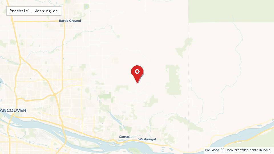 Street map of Proebstel, Washington with location pin